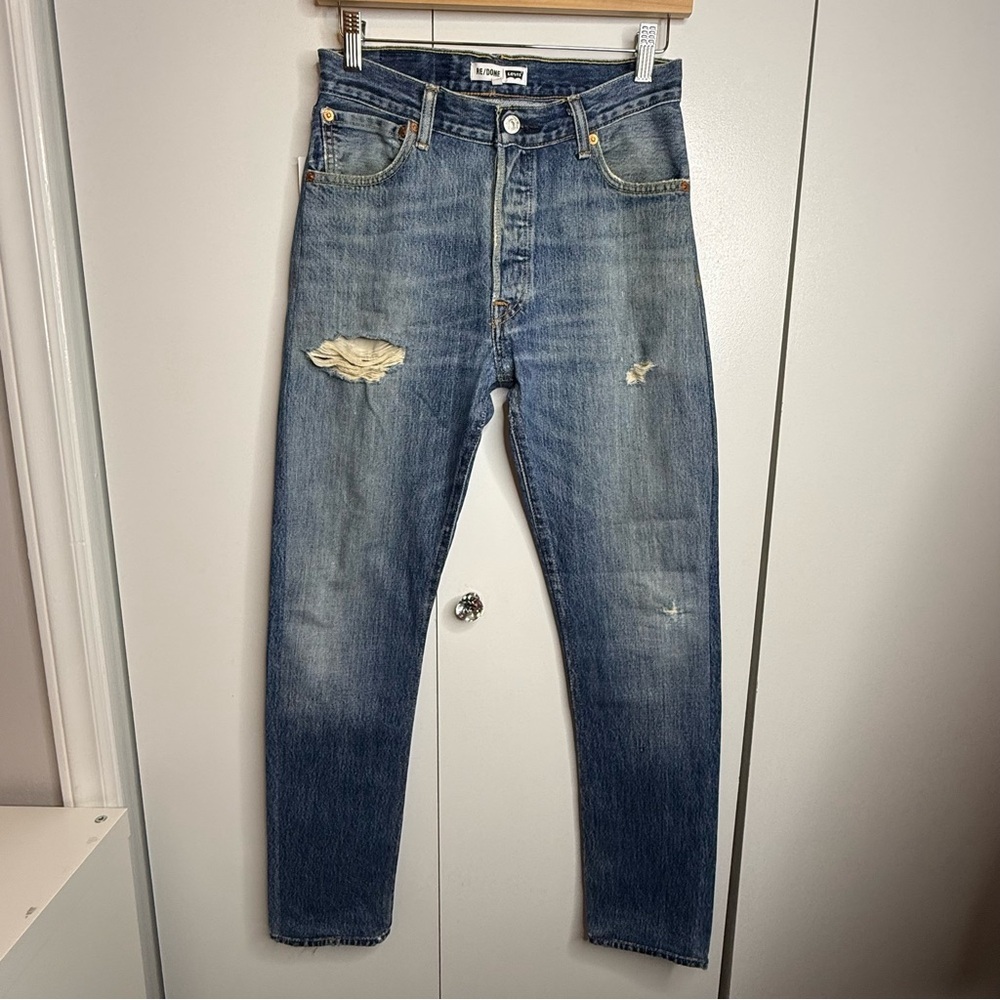 Re/Done X Levi’s Classic Blue Skinny Straight Leg Jeans 26 NWT